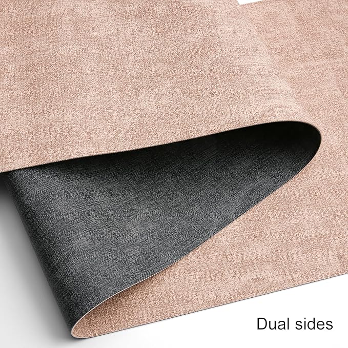 Table Runners 72 Inches Long, Dual-Sided Faux Leather Farmhouse Table Runner Waterproof Heatproof Non-Slip for Living Room Party Home Decor Holiday Decorations(Gray Pink, 12 x 72 Inch)