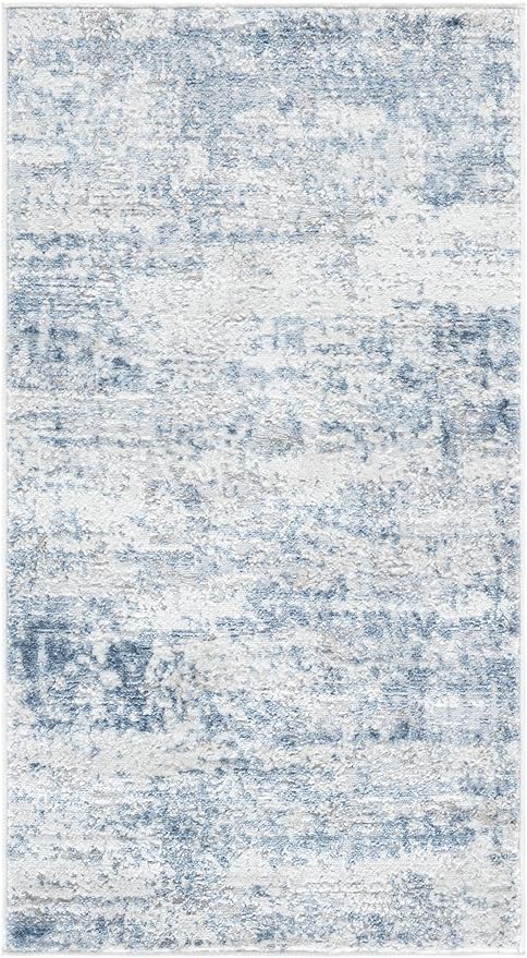 SAFAVIEH Amelia Collection Accent Rug - 2'2" x 4', Ivory & Blue, Modern Abstract Design, Non-Shedding & Easy Care, Ideal for High Traffic Areas in Entryway, Living Room, Bedroom (ALA700A)