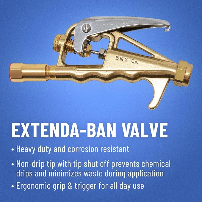 B&G - Primeline 1 Gallon Stainless Steel Sprayer (N124-S-18) - Extenda-Ban Valve - 18" Brass Extension - 4-Way Tip - Durable, Precise, Field Repairable