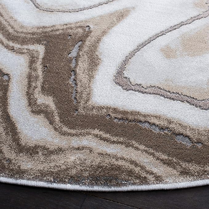 SAFAVIEH Craft Collection 4' Round Gold / Grey CFT819D Modern Abstract Non-Shedding Dining Room Entryway Foyer Living Room Bedroom Area Rug
