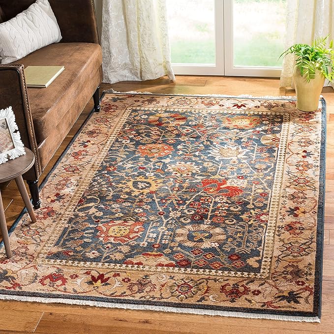 SAFAVIEH Area Rug 8x10 - Kashan Collection - Large - Ivory & Red, Traditional Oriental Design, Non-Shedding & Easy Cleaning, Ideal for Living Room, Bedroom, Office, Dining Space (KSN303D)