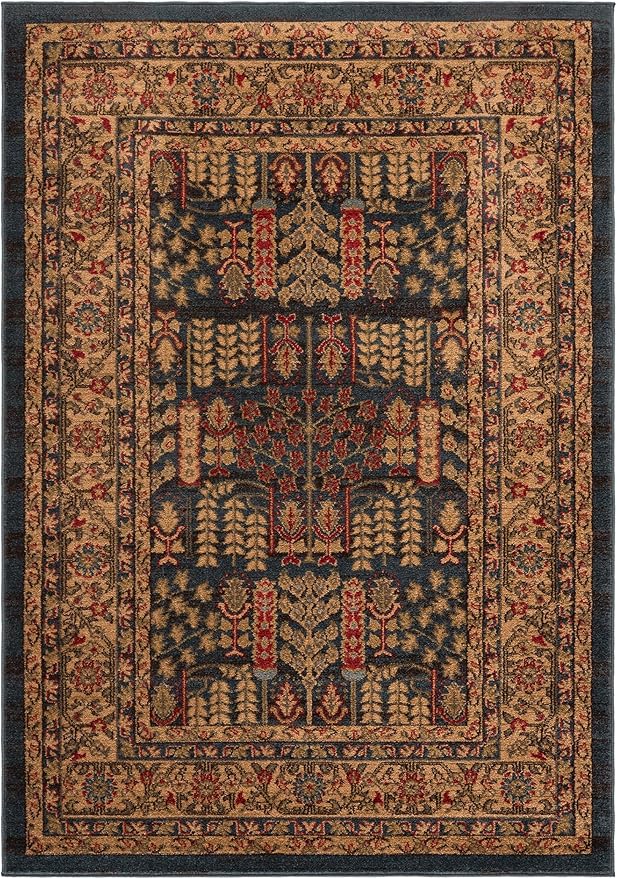 SAFAVIEH Mahal Collection Accent Rug - 3' x 5', Navy & Natural, Traditional Oriental Design, Non-Shedding & Easy Care, Ideal for High Traffic Areas in Entryway, Living Room, Bedroom (MAH697E)