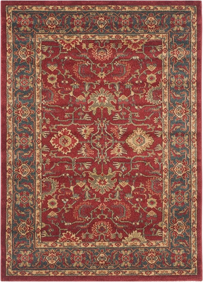 SAFAVIEH Mahal Collection Area Rug - 9' x 12', Red & Natural, Traditional Oriental Design, Non-Shedding & Easy Care, Ideal for High Traffic Areas in Living Room, Bedroom (MAH697A)