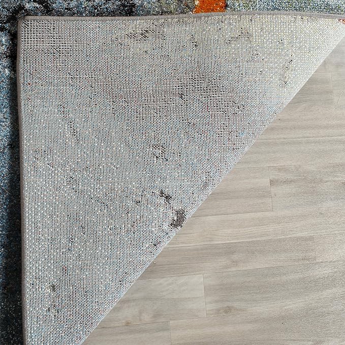 SAFAVIEH Glacier Collection Area Rug - 6'7" x 9', Blue & Multi, Modern Abstract Design, Non-Shedding & Easy Care, Ideal for High Traffic Areas in Living Room, Bedroom (GLA125B)