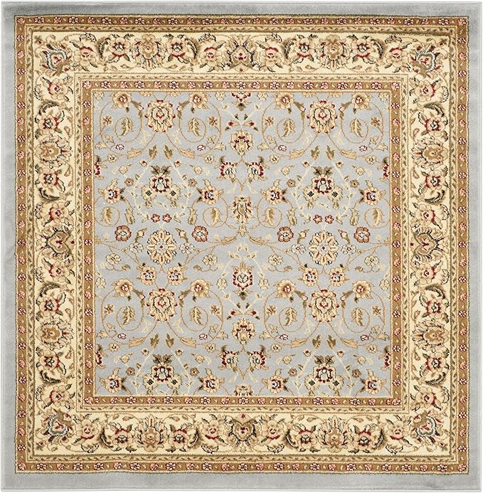 SAFAVIEH Lyndhurst Collection Area Rug - 4' Square, Light Blue & Ivory, Traditional Oriental Design, Non-Shedding & Easy Care, Ideal for High Traffic Areas in Living Room, Bedroom (LNH312B)