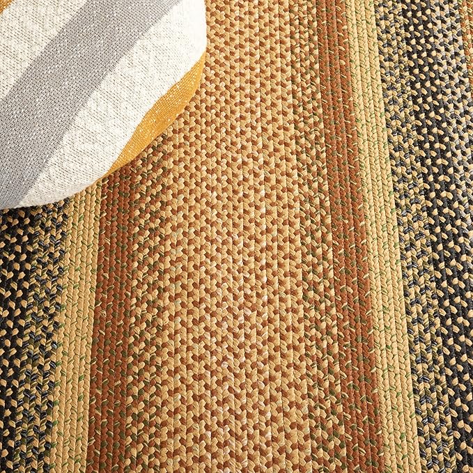 SAFAVIEH Washable Rug Outdoor Braided Collection - 6' Square, Multi, Handmade & Reversible, Non-Shedding & Easy to Clean, Ideal for Patio, Backyard, Mudroom (BRD308A)