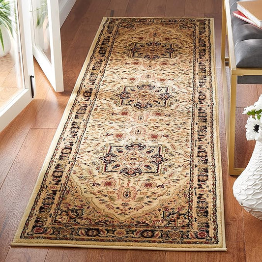 SAFAVIEH Lyndhurst Collection Runner Rug - 2'3" x 8', Beige & Black, Traditional Oriental Design, Non-Shedding & Easy Care, Ideal for High Traffic Areas in Living Room, Bedroom (LNH330C)