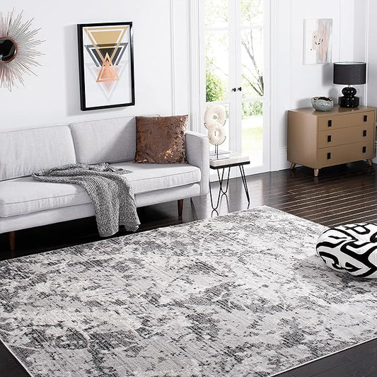 SAFAVIEH Skyler Collection Area Rug - 9' x 12', Charcoal & Ivory, Modern Abstract Design, Non-Shedding & Easy Care, Ideal for High Traffic Areas in Living Room, Bedroom (SKY186L)