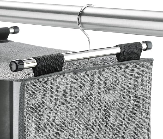 Whitmor 4 Section Fabric Closet Organizer Shelving with Built In Chrome Garment Rod