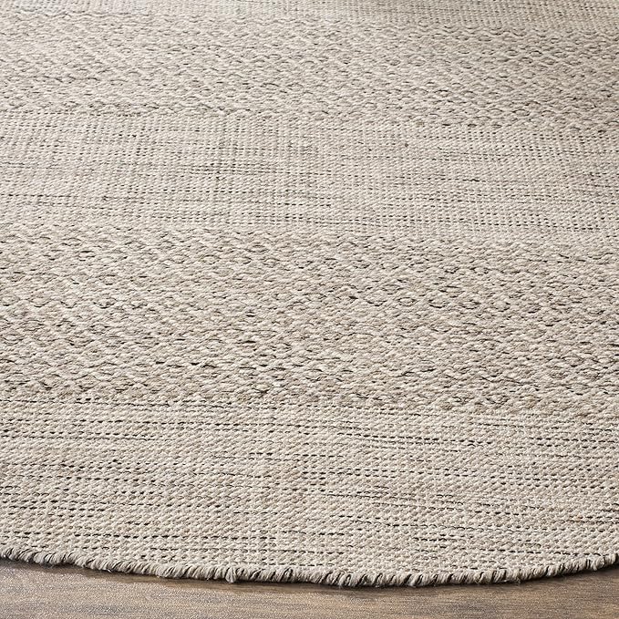 SAFAVIEH Montauk Collection Area Rug - 9' x 12', Ivory & Steel Grey, Handmade Flat Weave Boho Farmhouse Cotton Tassel Fringe, Ideal for High Traffic Areas in Living Room, Bedroom (MTK330M)