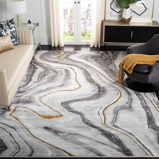 SAFAVIEH Craft Collection X-Large Area Rug - 12' x 15', Grey & Gold, Modern Abstract Design, Non-Shedding & Easy Care, Ideal for High Traffic Areas in Living Room, Bedroom (CFT819F)