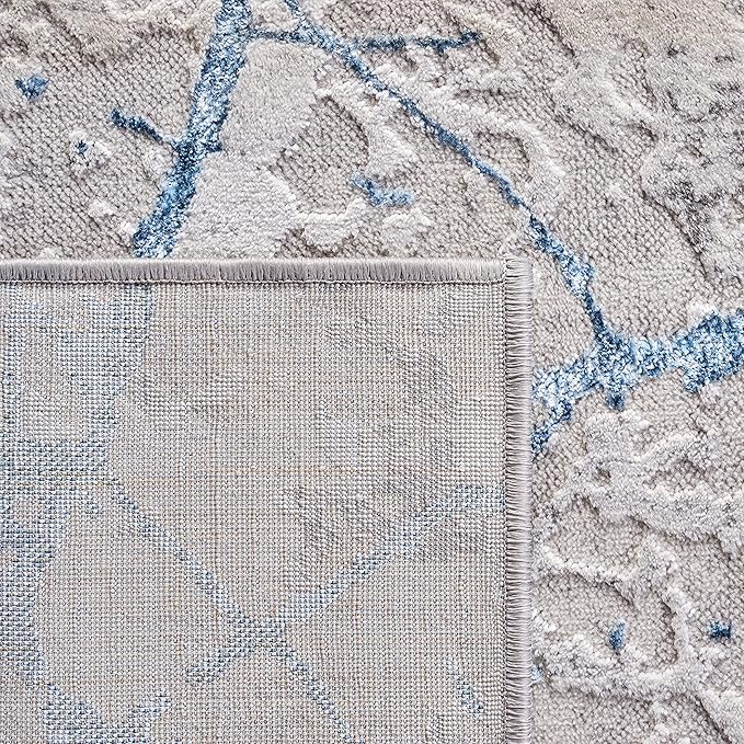 SAFAVIEH Amelia Collection Area Rug - 5'5" x 7'7", Grey & Blue, Modern Abstract Design, Non-Shedding & Easy Care, Ideal for High Traffic Areas in Living Room, Bedroom (ALA293F)