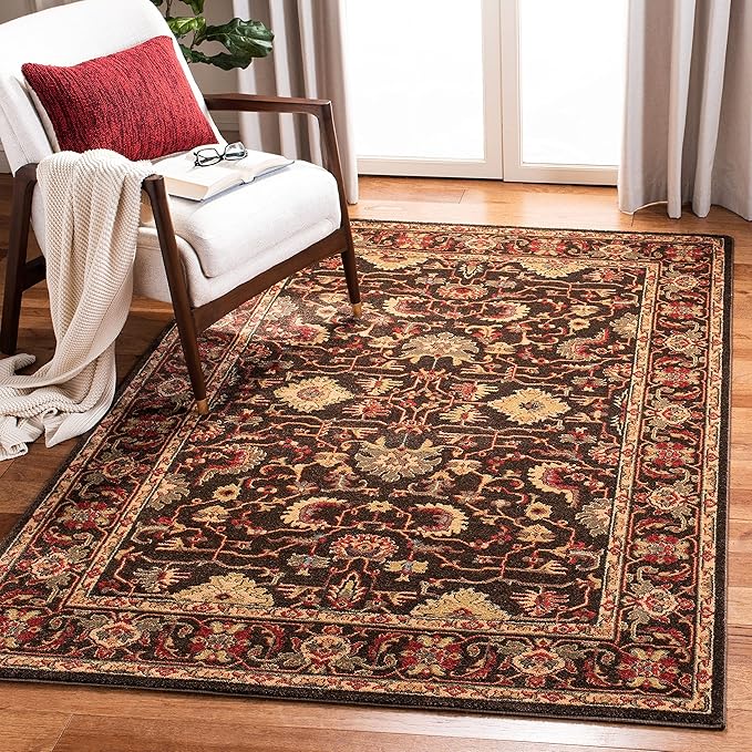 SAFAVIEH Mahal Collection Accent Rug - 3' x 5', Red & Navy, Traditional Oriental Design, Non-Shedding & Easy Care, Ideal for High Traffic Areas in Entryway, Living Room, Bedroom (MAH693F)