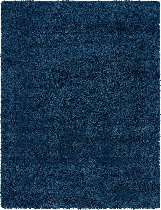 SAFAVIEH Fontana Shag Collection Area Rug - 9' x 12', Blue, Solid Design, Non-Shedding & Easy Care, 2-inch Thick Ideal for High Traffic Areas in Living Room, Bedroom (FNT800M)