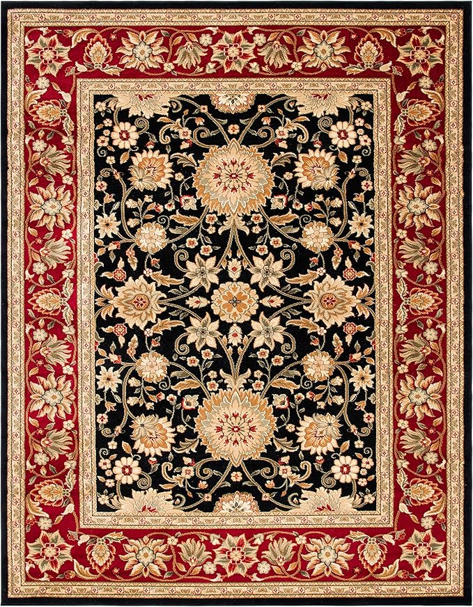 SAFAVIEH Lyndhurst Collection Area Rug - 8' x 10', Black & Red, Traditional Oriental Design, Non-Shedding & Easy Care, Ideal for High Traffic Areas in Living Room, Bedroom (LNH212G)
