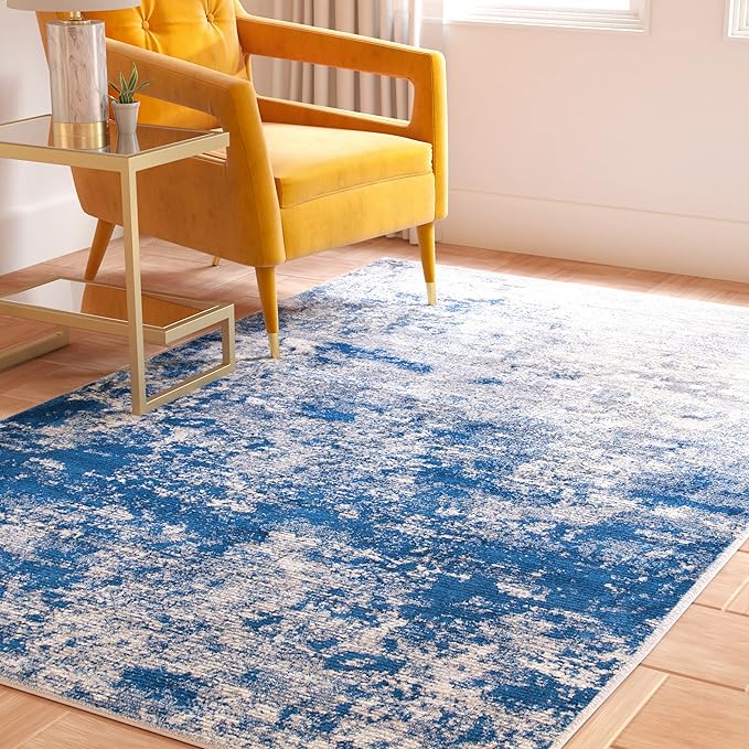 SAFAVIEH Brentwood Collection X-Large Area Rug - 12' x 15', Grey & Navy, Modern Abstract Design, Non-Shedding & Easy Care, Ideal for High Traffic Areas in Living Room, Bedroom (BNT822G)