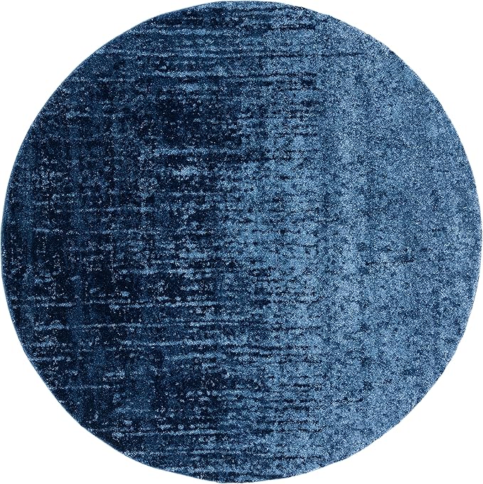 SAFAVIEH Retro Collection Area Rug - 10' Round, Light Blue & Blue, Modern Abstract Design, Non-Shedding & Easy Care, Ideal for High Traffic Areas in Living Room, Bedroom (RET2770-6065)