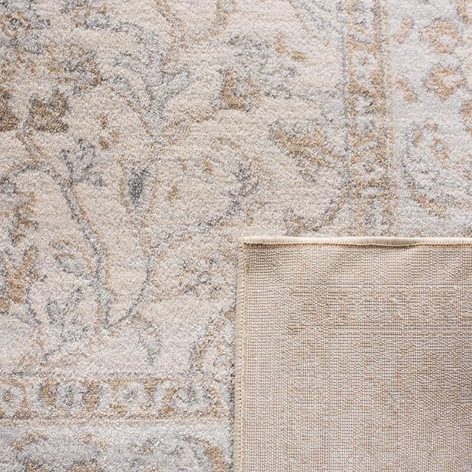 SAFAVIEH Isabella Collection Area Rug - 6'7" x 9', Cream & Beige, Oriental Design, Non-Shedding & Easy Care, Ideal for High Traffic Areas in Living Room, Bedroom (ISA912A)