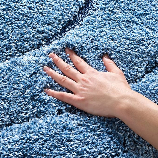 SAFAVIEH Florida Shag Collection Accent Rug - 4' x 6', Light Blue & Blue, Non-Shedding & Easy Care, 1.2-inch Thick Ideal for High Traffic Areas in Entryway, Living Room, Bedroom (SG472-6065)