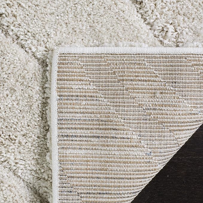 SAFAVIEH Florida Shag Collection Area Rug - 8'6" x 12', Creme & Creme, Non-Shedding & Easy Care, 1.2-inch Thick Ideal for High Traffic Areas in Living Room, Bedroom (SG472-1111)
