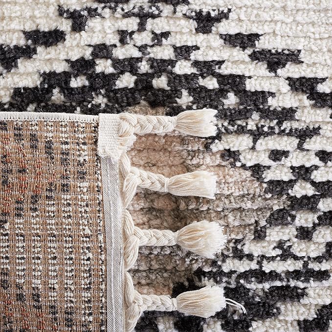 SAFAVIEH Moroccan Tassels Collection Area Rug - 8'8" x 12', Ivory & Orange, Modern Boho Rustic Design, Non-Shedding & Easy Care, Ideal for High Traffic Areas in Living Room, Bedroom (MRT105A)