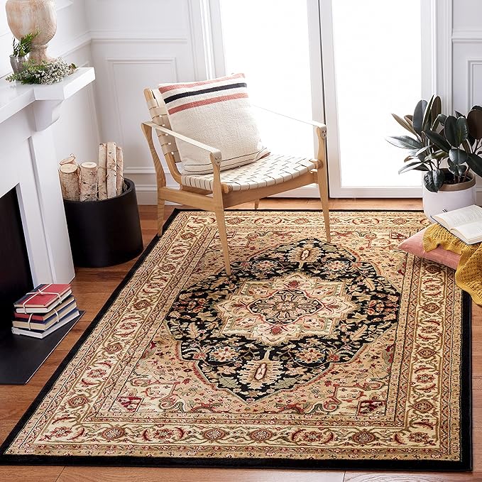 SAFAVIEH Lyndhurst Collection Accent Rug - 3'3" x 5'3", Black & Beige, Traditional Oriental Design, Non-Shedding & Easy Care, Ideal for High Traffic Areas in Entryway, Living Room, Bedroom (LNH330Z)
