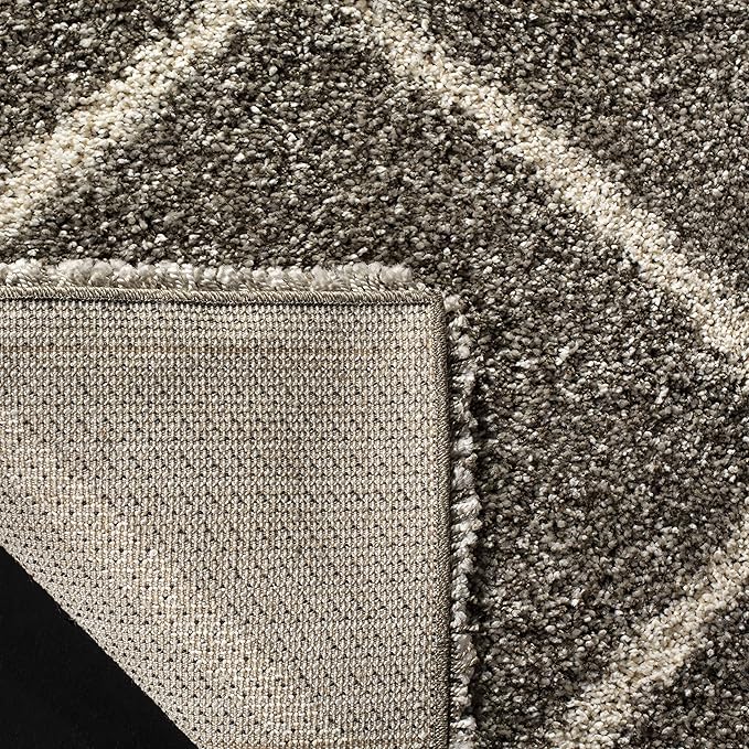 SAFAVIEH Hudson Shag Collection Runner Rug - 2'3" x 14', Grey & Ivory, Modern Trellis Design, Non-Shedding & Easy Care, 2-inch Thick Ideal for High Traffic Areas in Living Room, Bedroom (SGH281B)