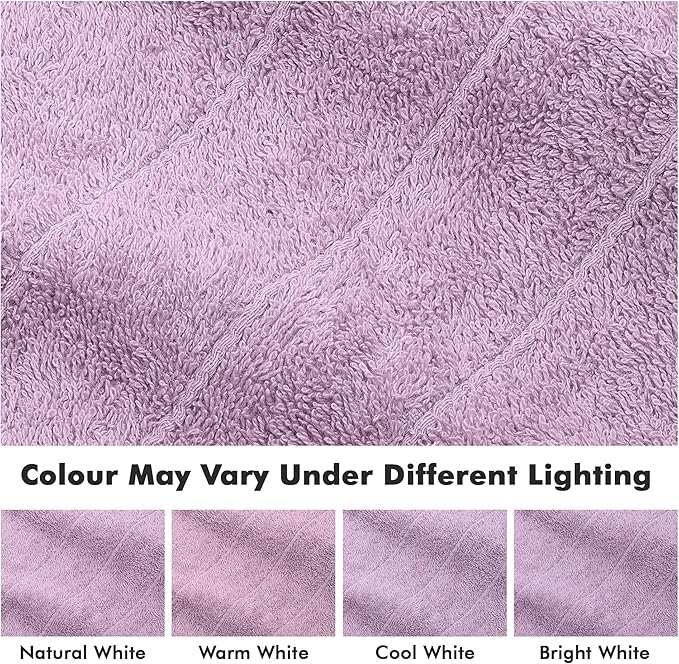 Bath Towels Set of 4 – 100% Cotton Lilac Extra Large Towels for Bathroom, Spa Use (55x28 in) – Super Soft and Quick Dry Large Bath Sheets for Adults