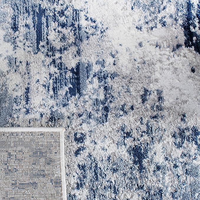 SAFAVIEH Amelia Collection Area Rug - 5'3" x 7'6", Navy & Grey, Modern Abstract Design, Non-Shedding & Easy Care, Ideal for High Traffic Areas in Living Room, Bedroom (ALA705N)