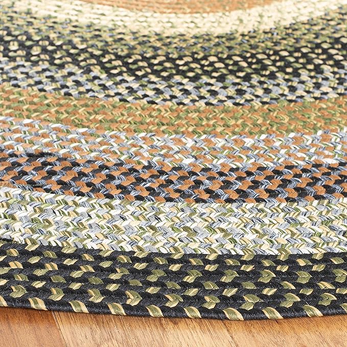 SAFAVIEH Washable Rug Outdoor Braided Collection - 8' Round, Multi, Handmade & Reversible, Non-Shedding & Easy to Clean, Ideal for Patio, Backyard, Mudroom (BRD308A)
