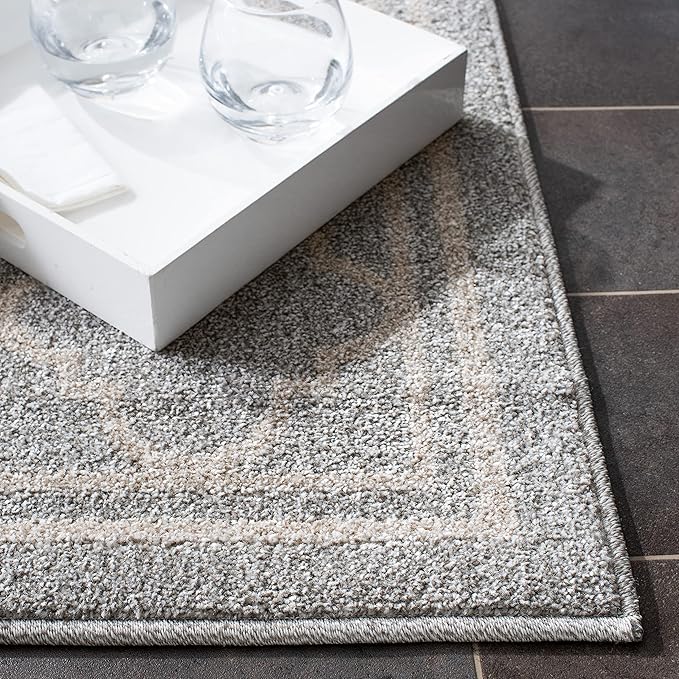 SAFAVIEH Amherst Collection Runner Rug - 2'3" x 13', Light Grey & Beige, Moroccan Trellis Design, Non-Shedding & Easy Care, Ideal for High Traffic Areas in Living Room, Bedroom (AMT422B)