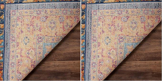 Safavieh Evoke Collection 2'2" x 4' Blue/Orange EVK275C Oriental Medallion Distressed Non-Shedding Living Room Bedroom Accent Rug (Pack of 2)