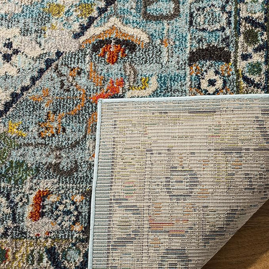 SAFAVIEH Monaco Collection Accent Rug - 2'2" x 4', Blue & Light Grey, Oriental Distressed Design, Non-Shedding & Easy Care, Ideal for High Traffic Areas in Entryway, Living Room, Bedroom (MNC255M)