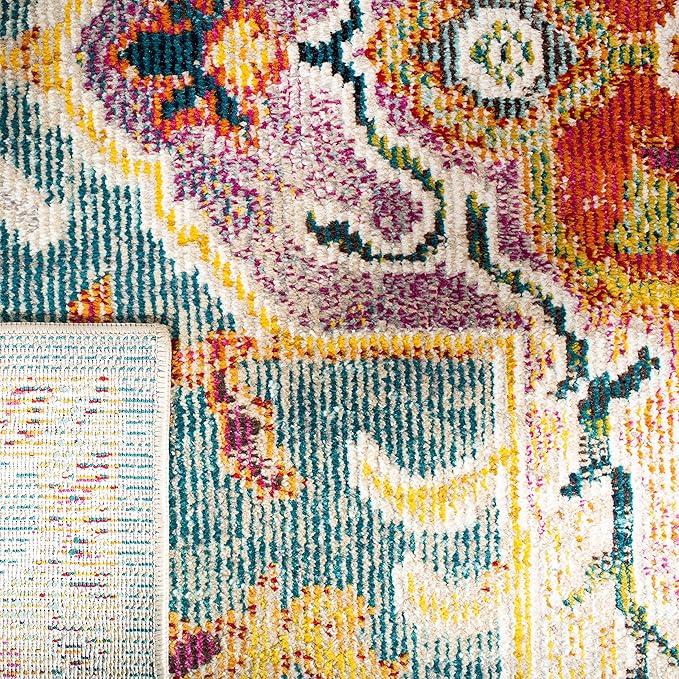 SAFAVIEH Crystal Collection Runner Rug - 2'2" x 19', Orange & Teal, Medallion Distressed Design, Non-Shedding & Easy Care, Ideal for High Traffic Areas in Living Room, Bedroom (CRS501K)