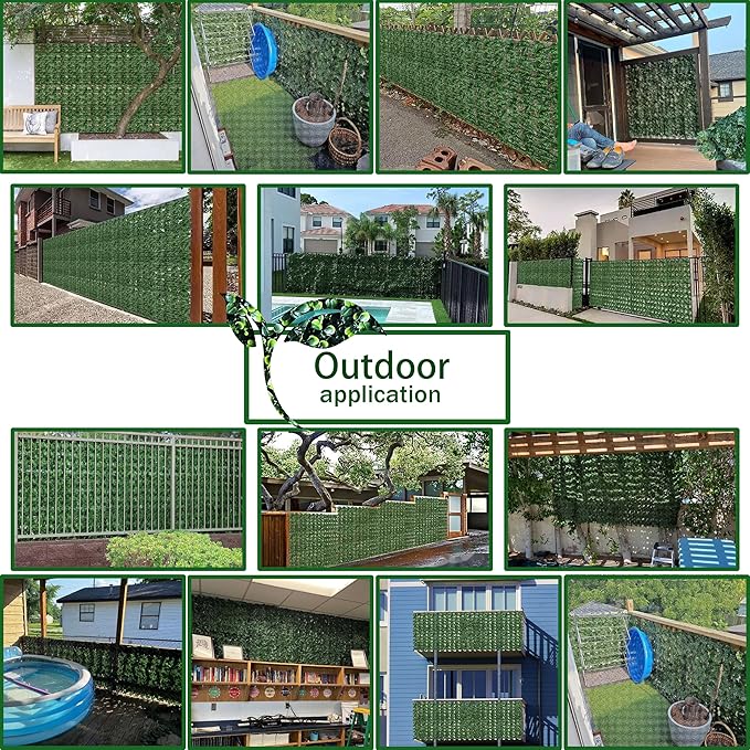 Artificial Ivy Privacy Fence Wall Screen: 6FT x12FT UV-Anti Faux Greenery Backdrop Ivy Vine Leaf Hedges Fence Panels for Patio, Balcony, Garden, Backyard Indoor Outdoor Green Wall Decor