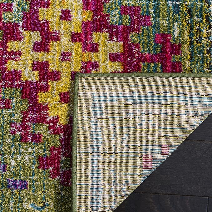 SAFAVIEH Monaco Collection Accent Rug - 3' x 5', Green & Multi, Boho Diamond Trellis Design, Non-Shedding & Easy Care, Ideal for High Traffic Areas in Entryway, Living Room, Bedroom (MNC244G)