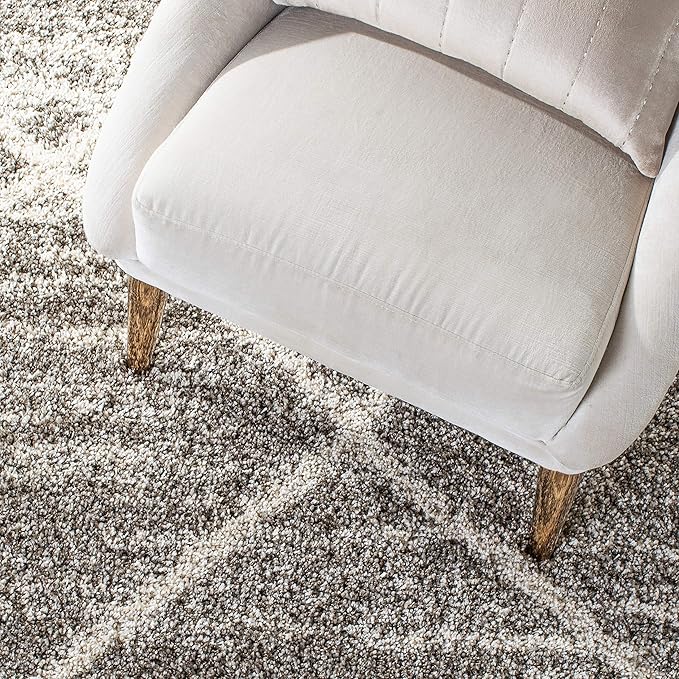 SAFAVIEH Hudson Shag Collection Area Rug - 8' x 10', Distressed Grey & Ivory, Trellis Design, Non-Shedding & Easy Care, 2-inch Thick Ideal for High Traffic Areas in Living Room, Bedroom (SGH281K)