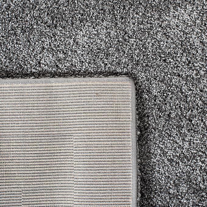 SAFAVIEH Florida Shag Collection Accent Rug - 3'3" x 5'3", Grey & Grey, Border Design, Non-Shedding & Easy Care, 1.2-inch Thick Ideal for High Traffic Areas in Foyer, Living Room, Bedroom (SG454-8080)