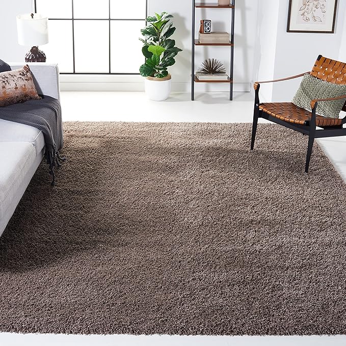 SAFAVIEH Santa Monica Shag Collection 9' x 12' Taupe SGN725 Solid Non-Shedding Living Room Bedroom Dining Room Entryway Plush 2-inch Thick Area Rug