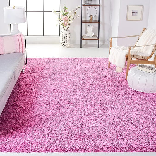 SAFAVIEH Santa Monica Shag Collection 9' x 12' Pink SGN725 Solid Non-Shedding Living Room Bedroom Dining Room Entryway Plush 2-inch Thick Area Rug