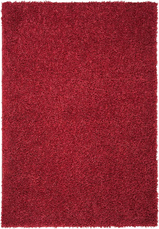 SAFAVIEH August Shag Collection Accent Rug - 4' x 6', Red, Solid Design, Non-Shedding & Easy Care, 1.5-inch Thick Ideal for High Traffic Areas in Entryway, Living Room, Bedroom (AUG200Q)