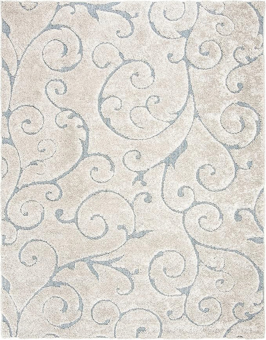 SAFAVIEH Area Rug 11x15 - Florida Shag Collection - Large - Beige & Blue Grey, Non-Shedding & Easy Care, High-Low Plush Pile, Ideal for High Traffic Areas in Living Room, Bedroom (SG455-1155)