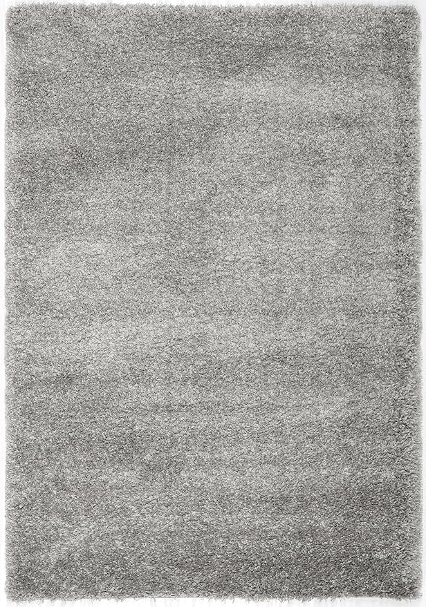 SAFAVIEH Santa Monica Shag Collection 5'3" x 7'6" Silver SGN725 Solid Non-Shedding Living Room Bedroom Dining Room Entryway Plush 2-inch Thick Area Rug