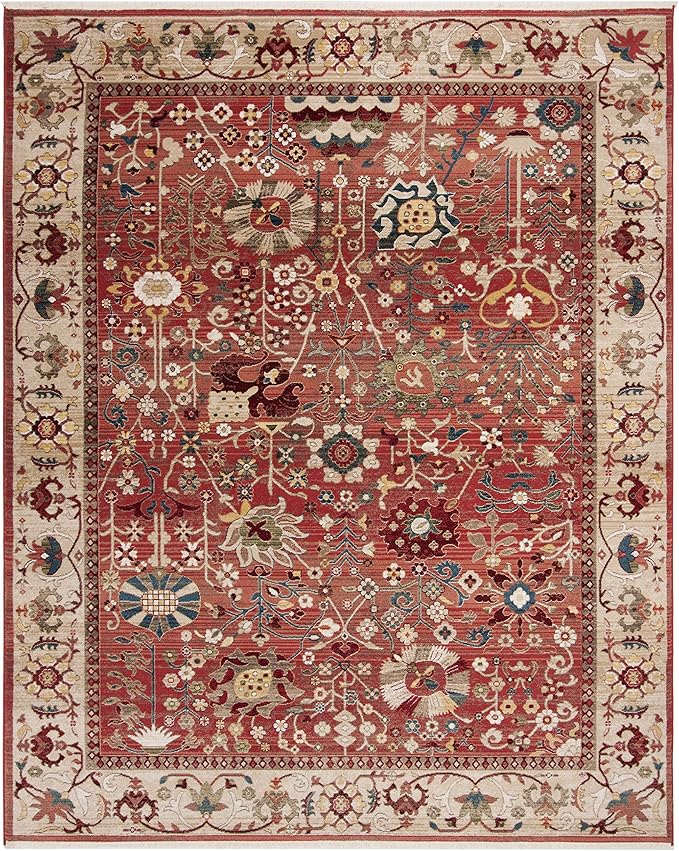 SAFAVIEH Kashan Collection Area Rug - 10' x 14', Red & Beige, Traditional Oriental Design, Non-Shedding & Easy Care, Ideal for High Traffic Areas in Living Room, Bedroom, Dining (KSN303L-10)