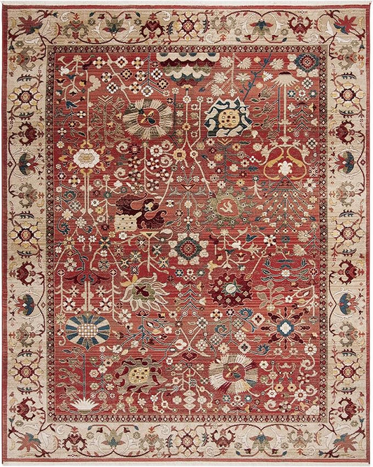 SAFAVIEH Kashan Collection Area Rug - 10' x 14', Red & Beige, Traditional Oriental Design, Non-Shedding & Easy Care, Ideal for High Traffic Areas in Living Room, Bedroom, Dining (KSN303L-10)