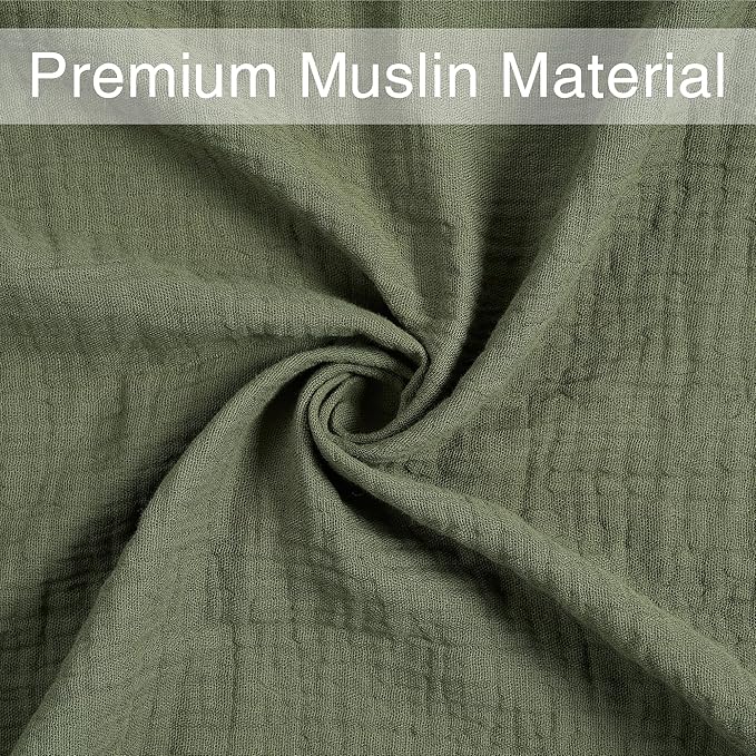 Meracorallo Muslin Swaddle Blanket, 100% Cotton Receiving Blanket Soft and Breathable Swaddle Wrap for Baby Boys and Girls, Olive Green