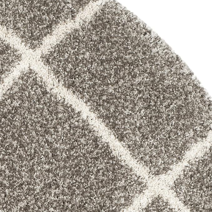 SAFAVIEH Hudson Shag Collection Area Rug - 7' Round, Grey & Ivory, Modern Trellis Design, Non-Shedding & Easy Care, 2-inch Thick Ideal for High Traffic Areas in Living Room, Bedroom (SGH281B)