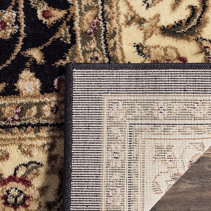 SAFAVIEH Lyndhurst Collection Area Rug - 6' x 9', Black/Ivory, Geometric Design, Ideal for High Traffic Areas in Living Room, Bedroom, Dining (LNH316B)