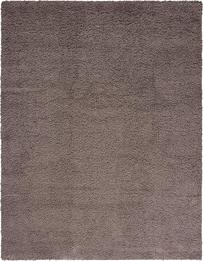 SAFAVIEH Santa Monica Shag Collection 6'7" x 9'6" Taupe SGN725 Solid Non-Shedding Living Room Bedroom Dining Room Entryway Plush 2-inch Thick Area Rug