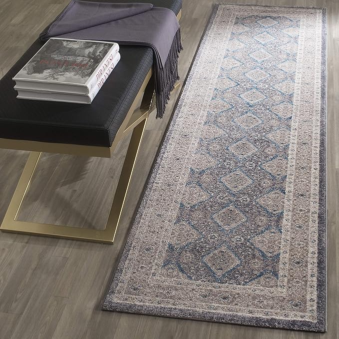 SAFAVIEH Sofia Collection Runner Rug - 2'2" x 10', Light Grey & Beige, Vintage Oriental Distressed Design, Non-Shedding & Easy Care, Ideal for High Traffic Areas in Living Room, Bedroom (SOF366B)